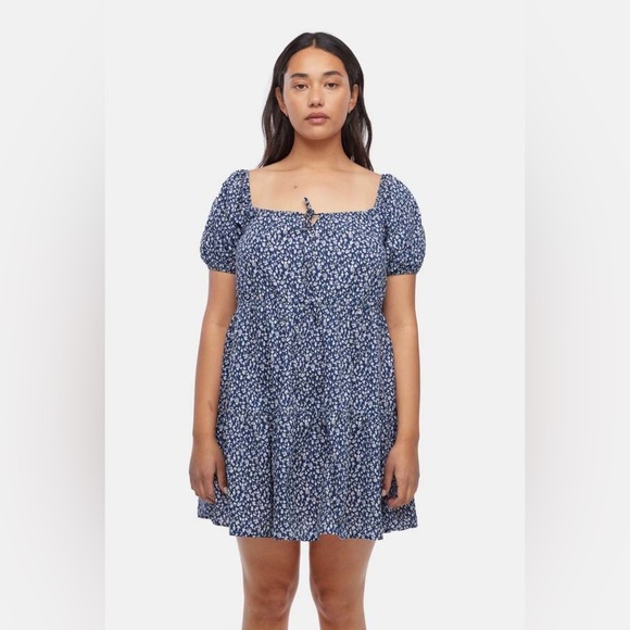 LACAUSA x Anthropologie Playa Boho Flowy Mini Dress in Blue Magic Mushroom - Picture 3 of 10